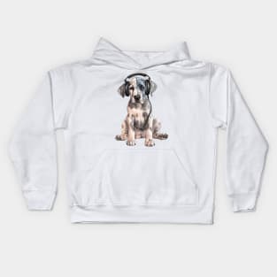 Watercolor Great Dane Dog with Headphones Kids Hoodie